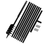 Mengtu Trapano da Terra Manuale in Acciaio, con Manico e 8 prolunghe da 1m, Tripla Spirale da 120mm, per Foratura, aerazione e mescolatura