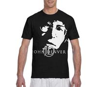 MENGWANJIA Men's Logo Print of John Denver Cotton T-Shirts Size XL