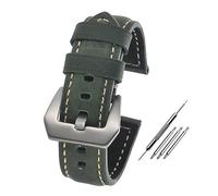 MENGXIU MENGKE Cinturini In Pelle Compatibili Con Accessori For Orologi Panerai Cinturino Da Uomo 20mm 22mm 24mm Cinturini For Orologi Cinturino Di Ricambio In Pelle Bovina(Green-Silver Buckle,20mm)
