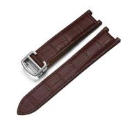 MENGXIU MENGKG Cinturino For Orologio In Vera Pelle Compatibile Con Cinturino Dentellato Serie Cartier Pasha 16mm 18mm 20mm Uomo E Donna(Brown-silver,16-9mm)