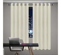 MENGXUAN Coppia Tende Bianche Oscuranti 150 x 192 cm Antirumore/Porta Finestra Casa/Vari Colori Tende Camera da Letto Soggiorno per Porta Finestra, Decorazione e Divisorio Stanze, Beige