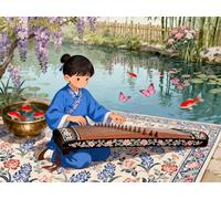 mengzhiyi 11CT Kit Punto Croce, Imparare a Suonare il Liuto Schemi Quadri Set Ricamo Punto Croce Kit da Ricamare Principianti Starter Prestampato Stampato Cross Stitch Embroidery 40x50cm