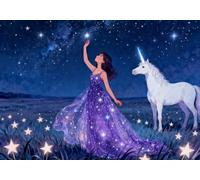 mengzhiyi Kit Punto Croce, Ragazza che raccoglie le stelle Schemi Quadri Set Ricamo Punto Croce Kit da Ricamare Starter Prestampato Stampato Cross Stitch Embroidery Ricami 11CT 40x50cm