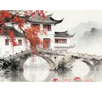 mengzhiyi Ricamo Punto Croce Set, Bella Immagine 11CT Principianti Cucito a Mano Cross Stitch Embroidery Starter Kit per Decorazione Domestica 40x50cm