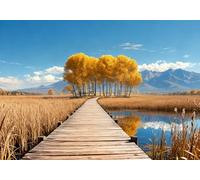 mengzhiyi Set per Punto Croce, per Principianti, Bosco di Montagna in Autunno 11CT Kit Punto Croce Prestampato, Set da Ricamo fai da te, con Istruzioni,40x50cm