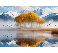 mengzhiyi Set per Punto Croce, per Principianti, Riflessi di Bosco di Montagna 11CT Kit Punto Croce Prestampato, Set da Ricamo fai da te, con Istruzioni,40x50cm