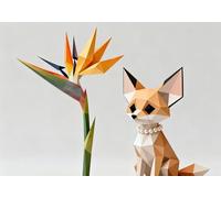 mengzhiyi Set per Punto Croce, per Principianti, Volpe geometrica e uccello del paradiso 11CT Kit Punto Croce Prestampato, Set da Ricamo fai da te, con Istruzioni,40x50cm