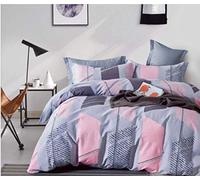 MenHapS biancheria da letto 6 colori con copripiumino 140 x 200 cm / 65 x 65 x 1 cm cotone di alta qualità per 1 persona con zip, ardesia e rosa