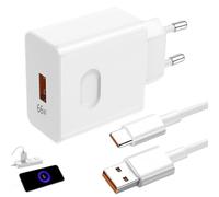 Menibeuty 66 W Supercharge Caricatore USB C Veloce con 6 A 1 m Cavo USB di ricarica Adattatore Alimentatore 66 Watt per Hon0r Magic6 Lite 5 Lite 6 5 Pro X6b Mate 60 50 P60 Pad 9 X9 X8a (bianco)