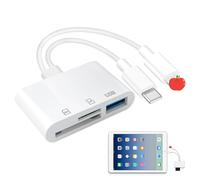 Menibeuty Adattatore scheda SD WiFi 3 in 2 Lightnings USB C SD Card Reader con slot S-D/MicroS-D/USB3.0, lettore di schede di memoria, lettore di schede per fotocamera per 1Phone 16/15/14/13 Sam Sung