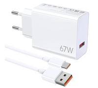 Menibeuty Caricabatterie Xiaomi 67 W originale, caricabatterie Xiaomi Redmi Note 14 Pro 5G, caricabatterie Poco X7 Pro, ricarica Turbo caricabatterie USB mobile ricarica rapida per piccolo M6 X6