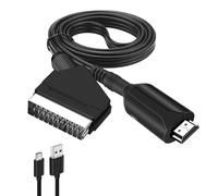 Menibeuty Cavo SCART a HDMI, convertitore da SCART a HDMI, convertitore da SCART a HDMI, convertitore con cavo di ingresso SCART e porta di uscita HDMI, compatibile con HDTV STB VHS X6ox PS3 Sky DVD