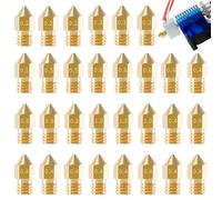 Menibeuty Confezione da 30 ugelli in ottone, ugelli per stampante 3D, MK8, 12 pezzi da 0,4 mm e 3 pezzi da 0,2 mm, 0,3 mm, 0,5 mm, 0,6 mm, 0,8 mm e 1,0 mm, ugelli in ottone Hotend per stampanti 3D