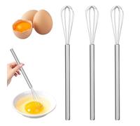Menibeuty Set di 3 mini fruste in acciaio inox, frullatore piccolo frusta frullatore, strumento di frusta in schiuma per mescolare frusta e mescolare