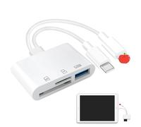 Menibeuty Weiß - Adattatore per scheda SD da 1 telefono, Lightn1ngs USB C, adattatore per schede SD, lettori di schede di memoria esterne per Xiaomi 1Phone 14/13/12 1Pad Mac-Book Ga1axy S24/S23 e