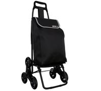 MENKËLL Carrellino per la Spesa con 6 Ruote Girevoli Saliscale - Borsa Impermeabile da 35L, Rimovibile per Trasporto Acqua - Pieghevole, Leggero e Compatto - Perfetto Anche per Anziani (Nero)