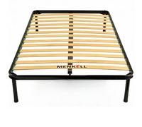 MENKËLL Rete Letto una Piazza e Mezza 120x190 Ortopedica - Telaio in Ferro e Doghe in Legno - Piedi Antiscivolo 30cm - Per Tutti i Tipi di Materassi, Supporta Fino a 200kg (120cm 1 piazza e 1/2)