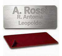 MENKËLL - Targhetta personalizzata - targhetta incisa personalizzata autoadesiva - targhetta 7 x 2 cm ideale per fuoriporta e cassetta delle lettere personalizzabile (Argento, 7x2 cm)