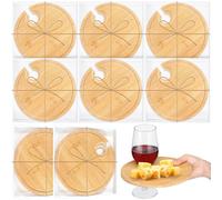 Menkxi Set di 6 mini piatti per antipasti con porta bicchiere e scatola, regalo per addio al nubilato, cocktail, formaggi, piatti per ospiti, baby shower, rotondi, colore chiaro