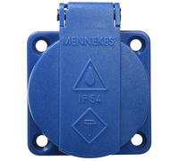 Mennekes 11011 Schuko a pannello presa senza otturatore, 3 terminale plug-in, protezione IP 54, 2p + e palo, corrente 16 A, 230 V, blu