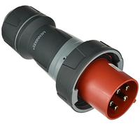Mennekes 13225 Power top Xtra Plug con superficie gommata, protezione IP 67, 6 ore Earth posizione, 5 poli, corrente 125 a, 400 V, rosso