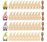 Menngger 40Pcs Fette di Legno Natale Gnomo Ciondolo in Legno Dischi Ornamenti Albero di gancio per Decorazione della Festa di Natale a Casa Sospese e Artigianato d'Arte Regalo Fai da Te(B)