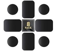 MENNYO Calamita per Cellulare Auto [8 Pezzi], Placche Metallo Universale Adesivo per Porta Cellulare Auto/Supporto Telefono Magnetico - 4 Rotondi e 4 Rettangolari (Nero)