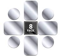 MENNYO Calamita per Cellulare Auto [8 Pezzi], Placche Metallo Universale Adesivo per Porta Cellulare Auto/Supporto Telefono Magnetico - 4 Rotondi e 4 Rettangolari (Argento)