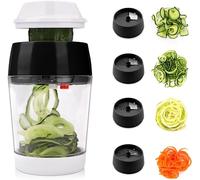 MENNYO Taglia Verdure a Spaghetti, 4 in 1 Spiralizzatore Affetta Verdure a Spirale con Contenitore, Mandolina Affettatrice Zucchine,Carote, Cetrioli-Nero