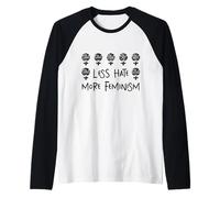Meno odio più Femminismo Donne Motivazione Citazioni Slogan Maglia con Maniche Raglan
