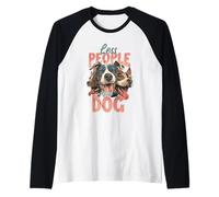 Meno Persone più Cane Divertente Amante dei Cani Maglia con Maniche Raglan