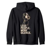Meno persone Più silenzio Introversi Minimalista Cuffia Lofi Felpa con Cappuccio