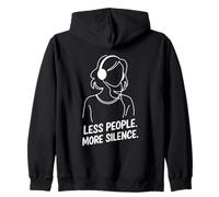 Meno persone Più silenzio Introversi Minimalista Cuffia Lofi Felpa con Cappuccio