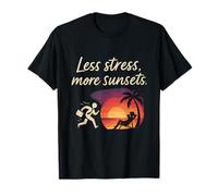 Meno Stress più tramonti Lavoro Vita Equilibrio gra Maglietta