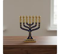 Menorah a 7 Bracci Lega Pressofusa Candelabro Ebraico 7 Fiamme per Sinagoga