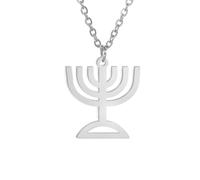 Menorah Portacandele Ciondolo Collana per Le Donne Geometrico Religioso Gioielli Collane Catena In Acciaio Inox Judaica Regalo
