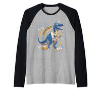 Menorasaurus Rex T Rex Dinosauro Hanukkah Ebreo Ragazzi Bambini Maglia con Maniche Raglan
