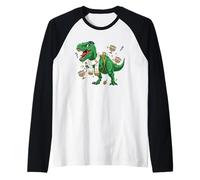 Menorasaurus Rex T Rex Dinosauro Hanukkah Ebreo Ragazzi Bambini Maglia con Maniche Raglan