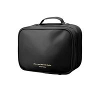 MENRU Borsa da viaggio per trucchi di grande capacità, organizer per cosmetici in pelle impermeabile, con porta pennelli e manico, borsa portatile per cosmetici, regalo per donne e ragazze, nero