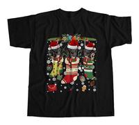 Men's 1Tee Mens Christmas Stockings with Adorable Great Dane Dogs G Star S Damen Top T-Shirts Black XXL