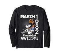 Mens 44th Birthday Legends March 1982 Vintage 44 Years Old Maglia a Manica