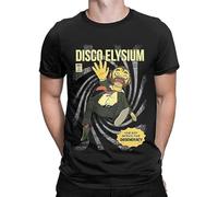 Men's A Piece of Cake Men Disco Elysium Rpg Game Vintage Tees Short Sleeve O Neck Cotton Printed Clothing Black T-Shirts Black 3XL