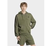 Mens adidas Felpa con cappuccio Essentials 3-Stripes French Terry Full-Zip - Verde, verde XS