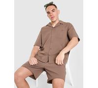 Mens adidas Originals Camicia Seersucker - Marrone, marrone XL