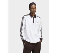Mens adidas Polo Pinstripes Longsleeve - Bianco, bianco M