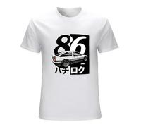 Men's Ae86 Initial D Homme Men Print Drift Fashion Cool Japanese Anime Short Sleeve Summer Cotton Casual Tops T-Shirts White L