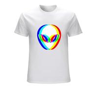Men's Alien Head Trippy Techno Rave EDM Music Festival T-Shirts White M