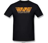 Men's Alien Weyland Corp Building Better Worlds Casual Tee Shirt Short Sleeves Graphic Cute Men T-Shirts Black L
