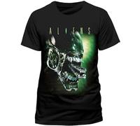Men's Aliens - Alien Attack Green Print Black (New) T-Shirts Black XXL