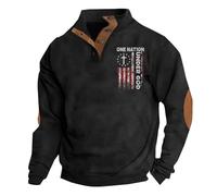 Men's American Flag Graphic Sweatshirts Western Aztec Print Vintage Top Henley Button Patchwork Pullover Sweaters